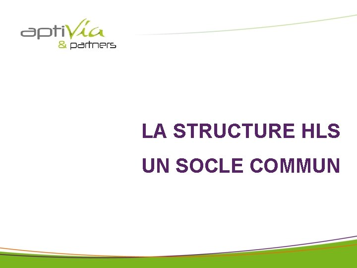 © APTIVIA AND PARTNERS tous droits réservés pour IAE avril 2018 LA STRUCTURE HLS © APTIVIA AND PARTNERS tous droits réservés pour IAE avril 2018 LA STRUCTURE HLS