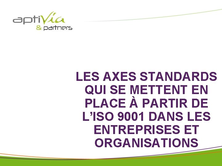 © APTIVIA AND PARTNERS tous droits réservés pour IAE avril 2018 LES AXES STANDARDS © APTIVIA AND PARTNERS tous droits réservés pour IAE avril 2018 LES AXES STANDARDS