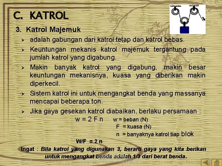 C. KATROL 3. Katrol Majemuk Ø Ø Ø adalah gabungan dari katrol tetap dan