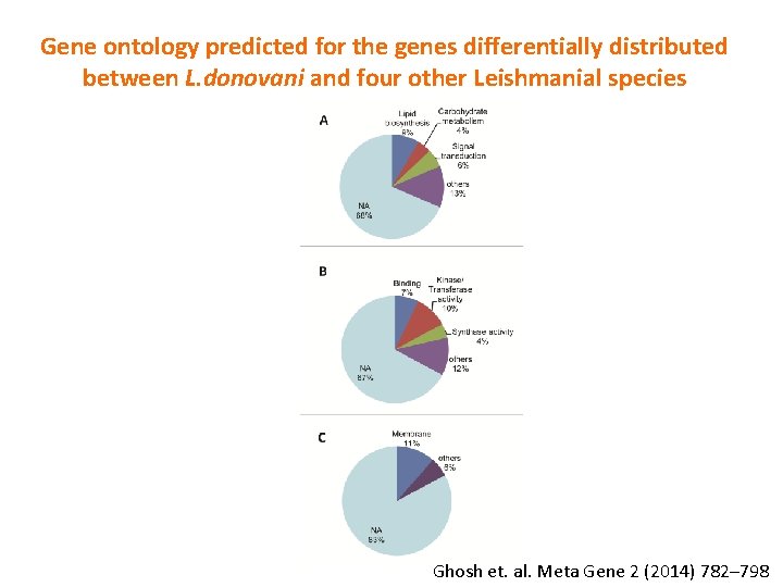 Gene ontology predicted for the genes differentially distributed between L. donovani and four other
