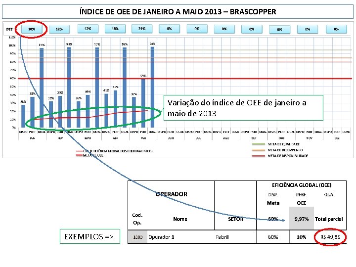 ÍNDICE DE OEE DE JANEIRO A MAIO 2013 – BRASCOPPER Variação do índice de
