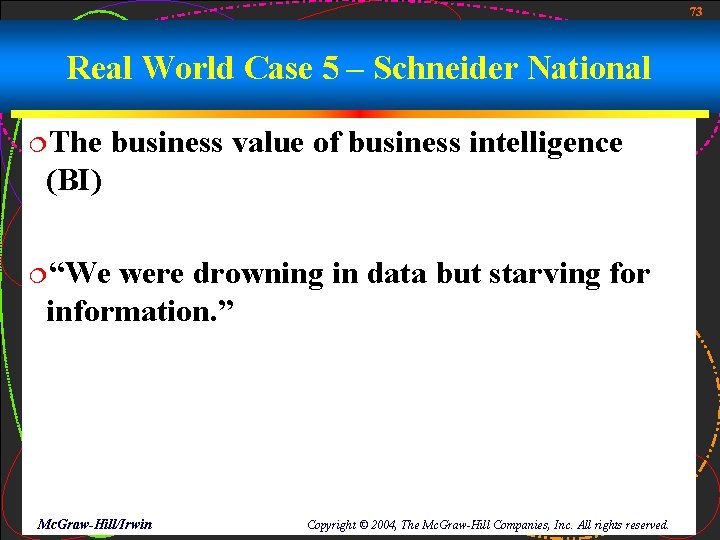 73 Real World Case 5 – Schneider National ¦The business value of business intelligence