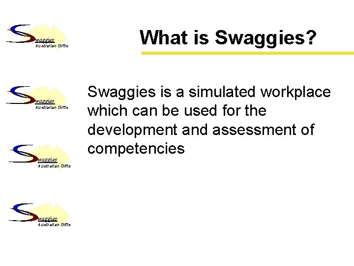 waggies Australian Gifts What is Swaggies? Swaggies is a simulated workplace which can be