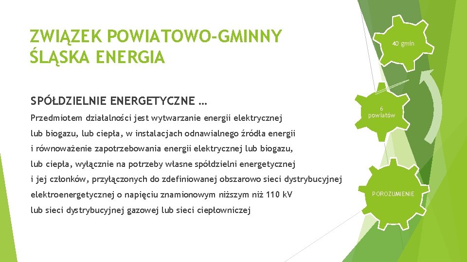 ZWIĄZEK POWIATOWO-GMINNY ŚLĄSKA ENERGIA SPÓŁDZIELNIE ENERGETYCZNE … Przedmiotem działalności jest wytwarzanie energii elektrycznej 40