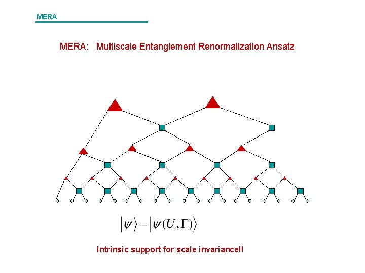 MERA: Multiscale Entanglement Renormalization Ansatz Intrinsic support for scale invariance!! 