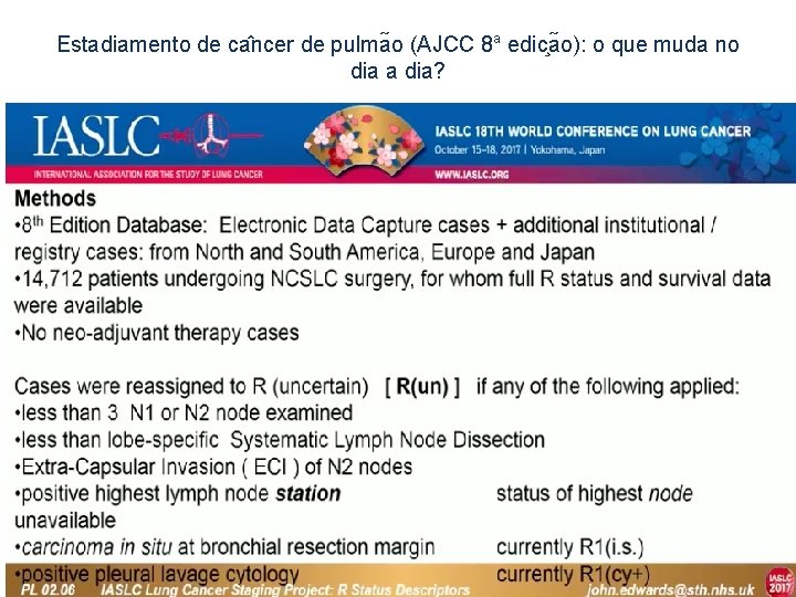 Estadiamento de ca ncer de pulma o (AJCC 8 a edic a o): o
