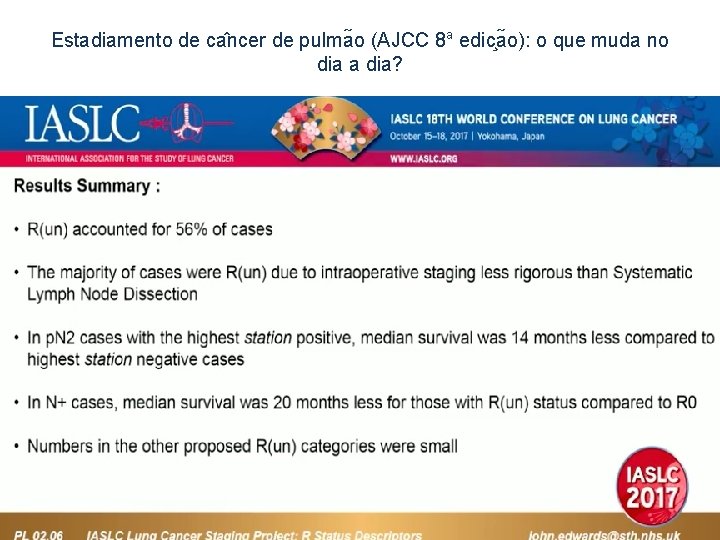 Estadiamento de ca ncer de pulma o (AJCC 8 a edic a o): o
