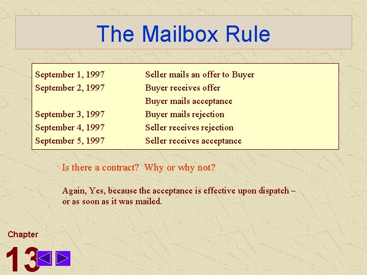 The Mailbox Rule September 1, 1997 September 2, 1997 September 3, 1997 September 4,