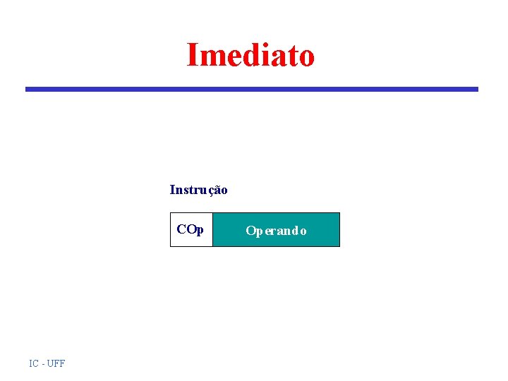Imediato Instrução COp IC - UFF Operando Imediato Instrução COp IC - UFF Operando