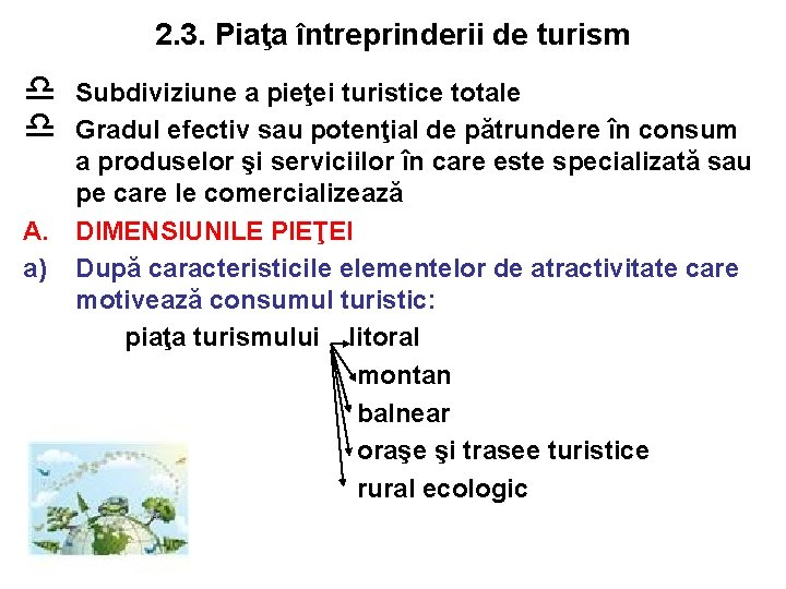 2. 3. Piaţa întreprinderii de turism d d Subdiviziune a pieţei turistice totale Gradul