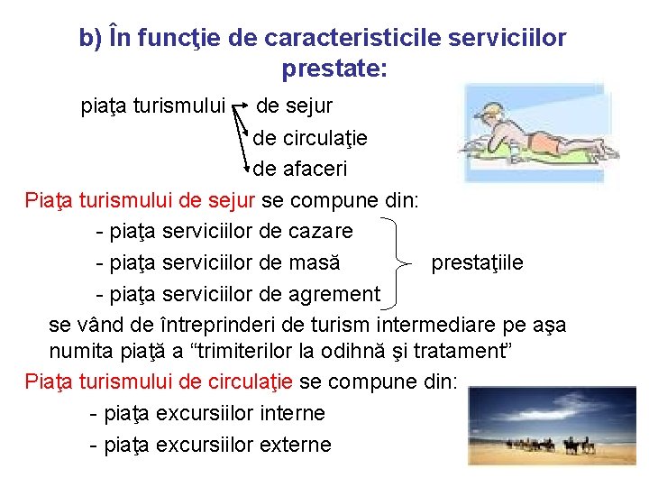 b) În funcţie de caracteristicile serviciilor prestate: piaţa turismului de sejur de circulaţie de
