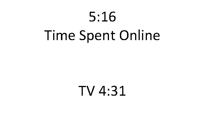 5: 16 Time Spent Online TV 4: 31 