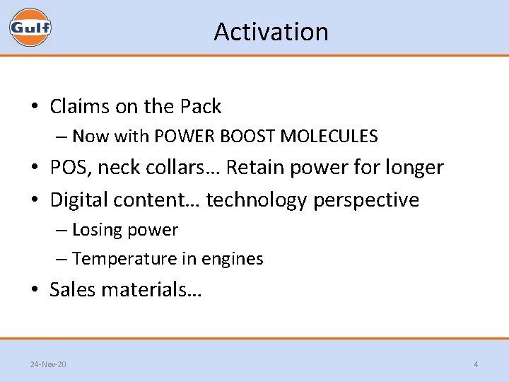 Activation • Claims on the Pack – Now with POWER BOOST MOLECULES • POS, Activation • Claims on the Pack – Now with POWER BOOST MOLECULES • POS,