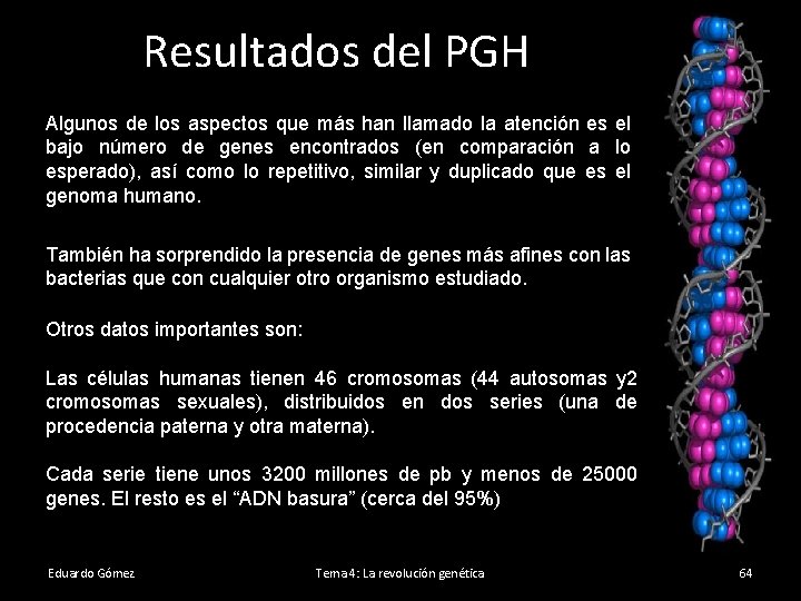 Resultados del PGH Algunos de los aspectos que más han llamado la atención es