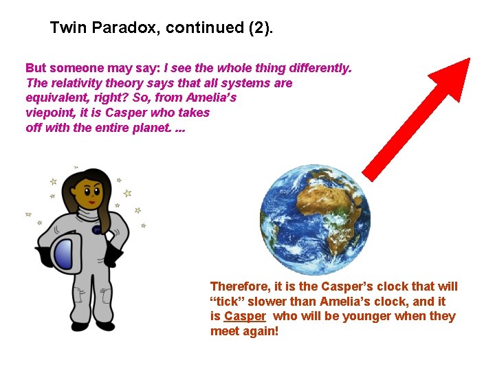 Twin Paradox, continued (2). But someone may say: I see the whole thing differently. Twin Paradox, continued (2). But someone may say: I see the whole thing differently.