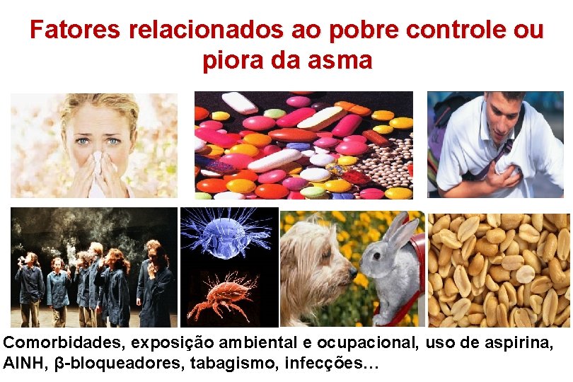 Fatores relacionados ao pobre controle ou piora da asma Comorbidades, exposição ambiental e ocupacional,