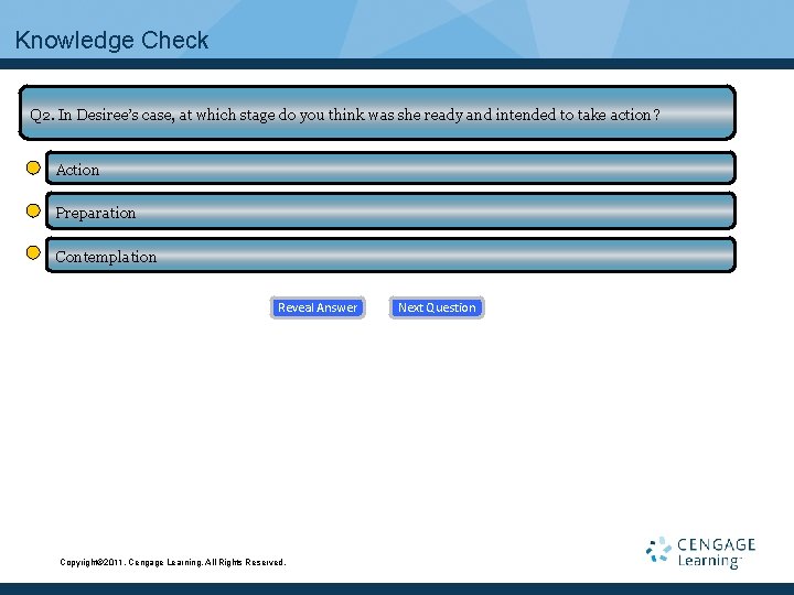 Knowledge Check Q 2. In Desiree’s case, at which stage do you think was