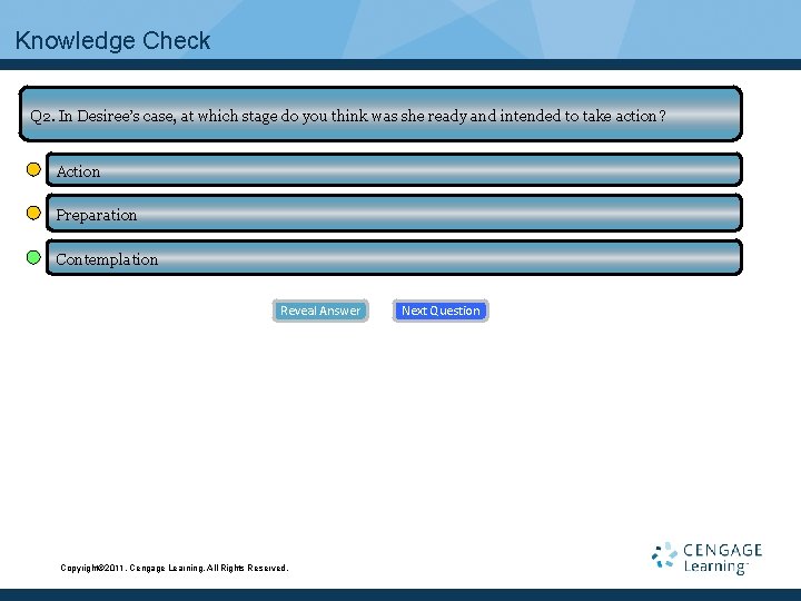 Knowledge Check Q 2. In Desiree’s case, at which stage do you think was