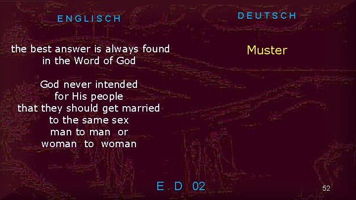 ENGLISCH DEUTSCH the best answer is always found in the Word of God Muster