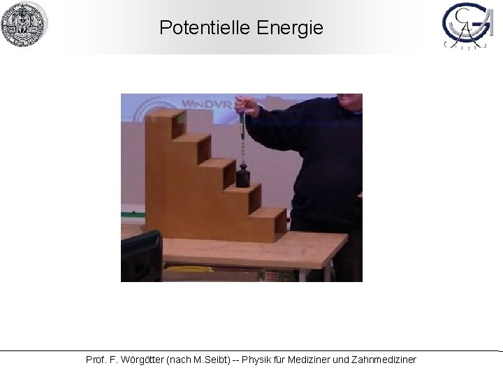 Potentielle Energie Prof. F. Wörgötter (nach M. Seibt) -- Physik für Mediziner und Zahnmediziner