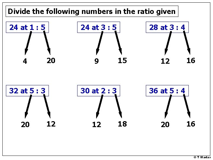 Divide the following numbers in the ratio given 24 at 1 : 5 4