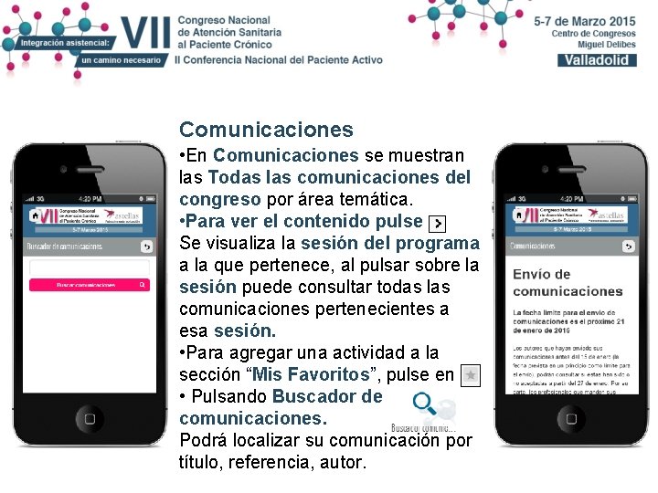 Comunicaciones • En Comunicaciones se muestran las Todas las comunicaciones del congreso por área