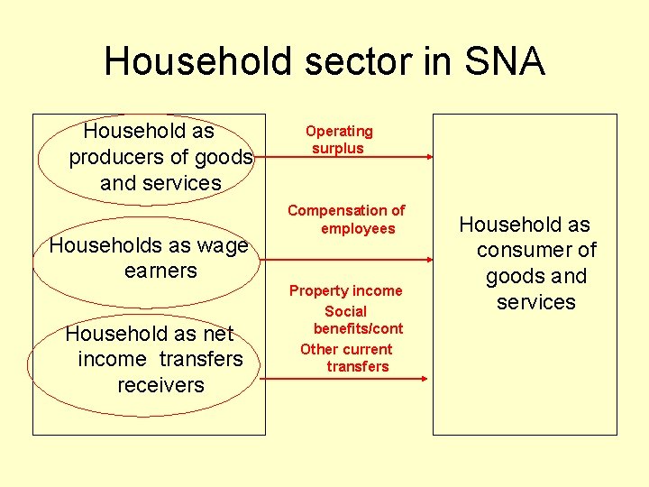 Household sector in SNA Household as producers of goods and services Households as wage