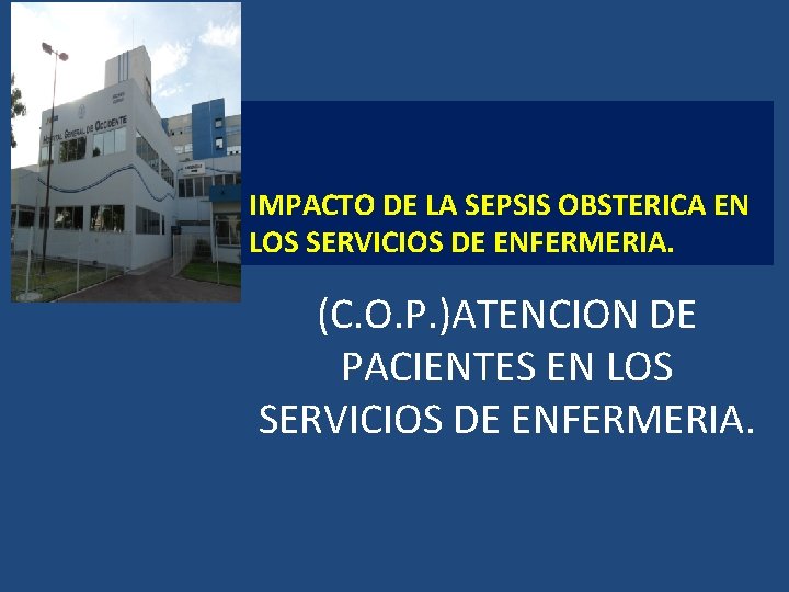 IMPACTO DE LA SEPSIS OBSTERICA EN LOS SERVICIOS DE ENFERMERIA. (C. O. P. )ATENCION