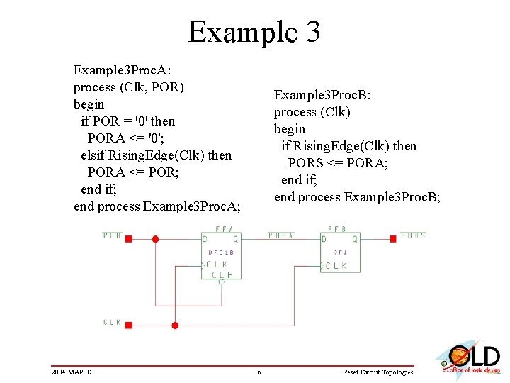 Example 3 Proc. A: process (Clk, POR) begin if POR = '0' then PORA