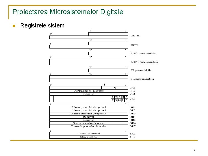 Proiectarea Microsistemelor Digitale n Registrele sistem 8 