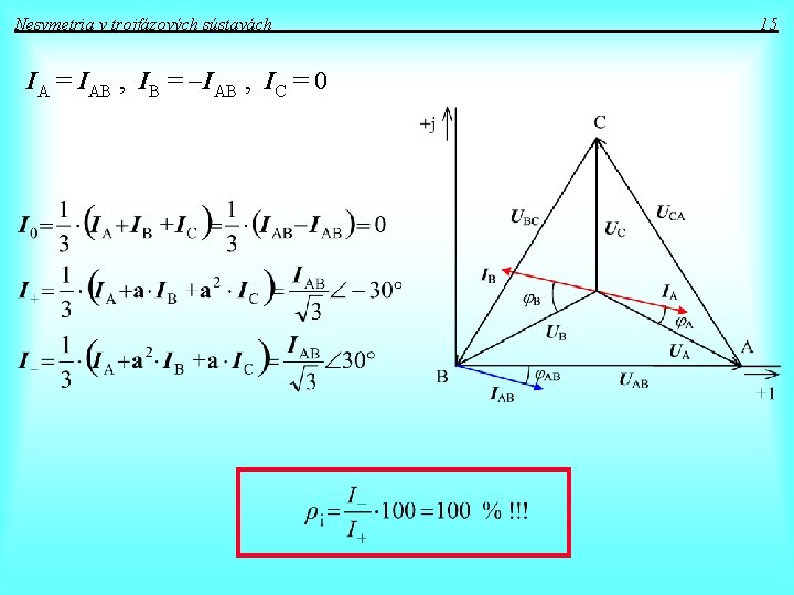 Nesymetria v trojfázových sústavách IA = IAB , IB = IAB , IC = Nesymetria v trojfázových sústavách IA = IAB , IB = IAB , IC =