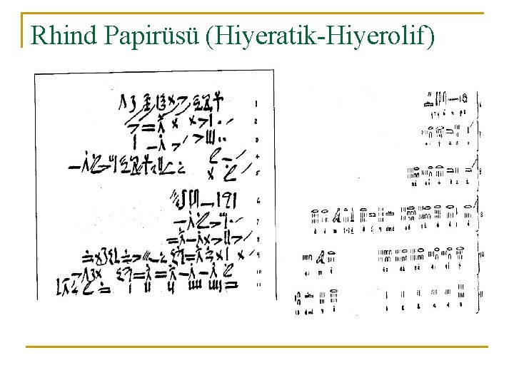 Rhind Papirüsü (Hiyeratik-Hiyerolif) 