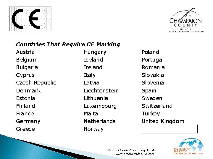 Countries That Require CE Marking Austria Hungary Belgium Iceland Bulgaria Ireland Cyprus Italy Czech