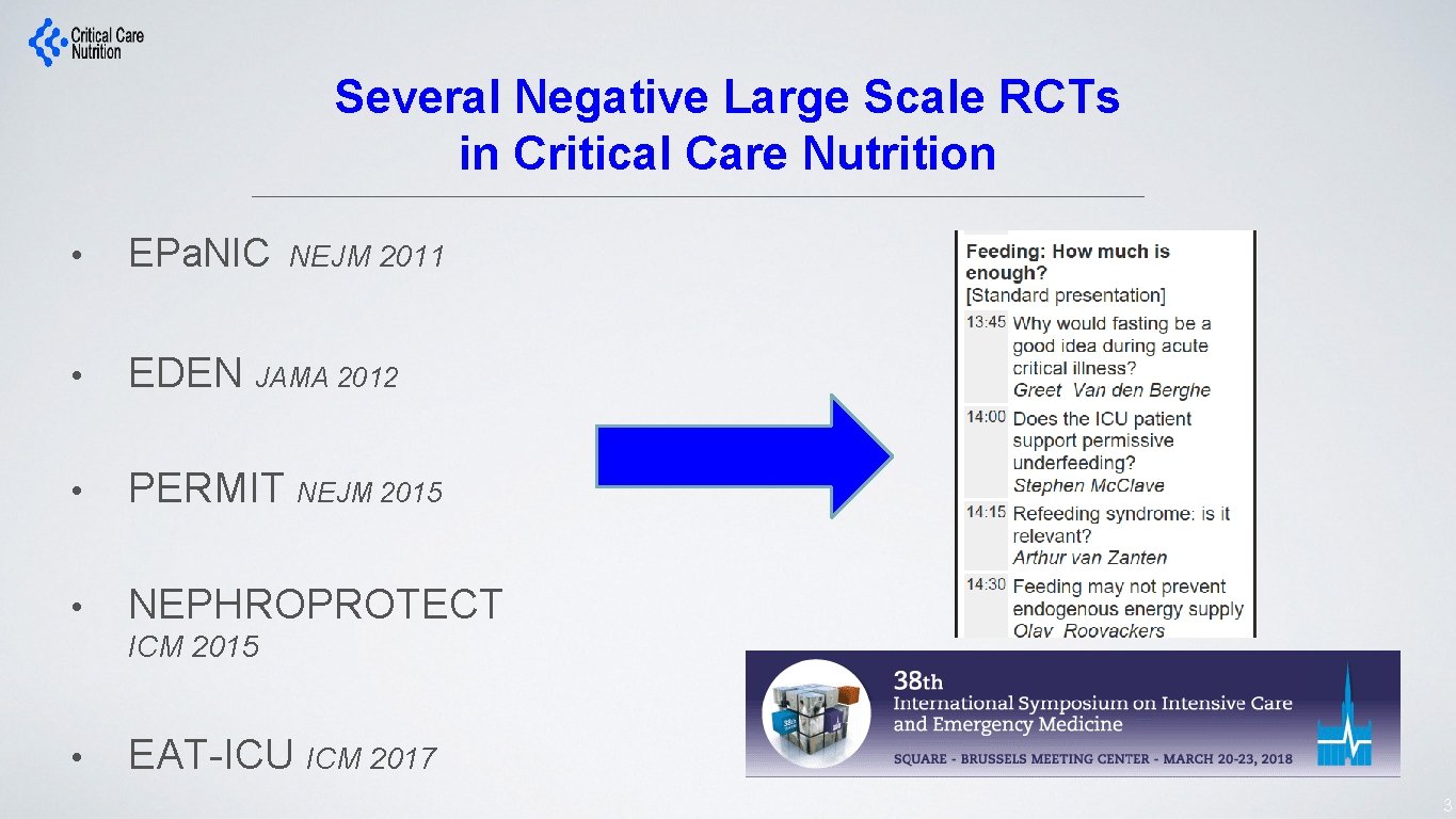 Several Negative Large Scale RCTs in Critical Care Nutrition NEJM 2011 • EPa. NIC