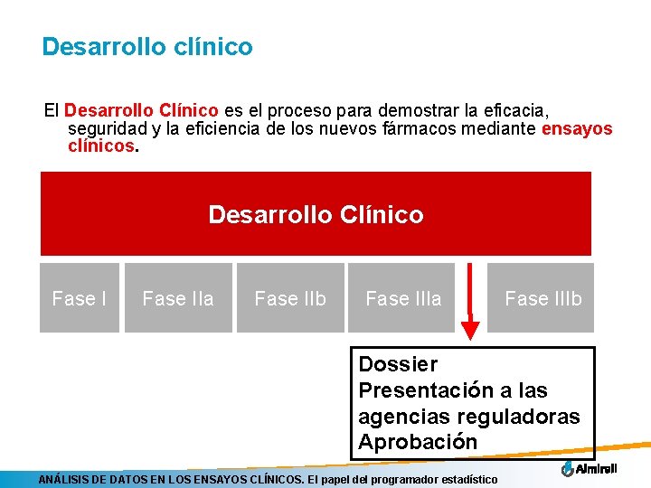 Desarrollo clínico El Desarrollo Clínico es el proceso para demostrar la eficacia, seguridad y