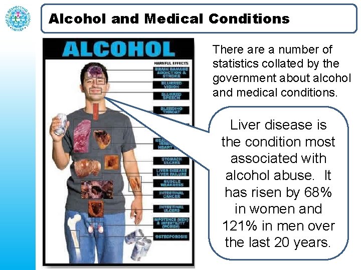 Alcohol and Medical Conditions There a number of statistics collated by the government about