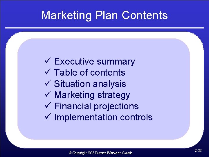 Marketing Plan Contents ü Executive summary ü Table of contents ü Situation analysis ü Marketing Plan Contents ü Executive summary ü Table of contents ü Situation analysis ü