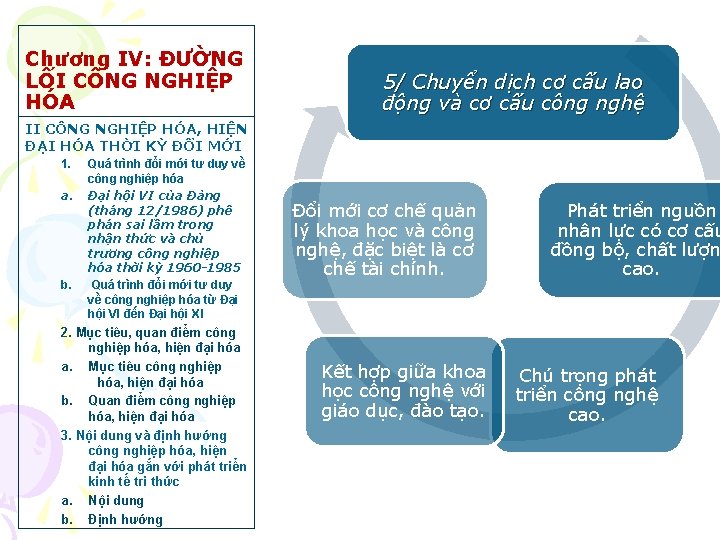 Chương IV: ĐƯỜNG LỐI CÔNG NGHIỆP HÓA 5/ Chuyển dịch cơ cấu lao động