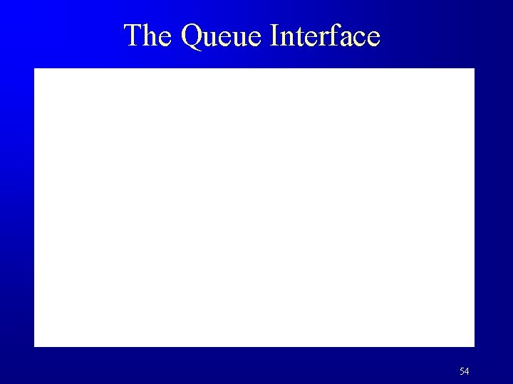 The Queue Interface 54 