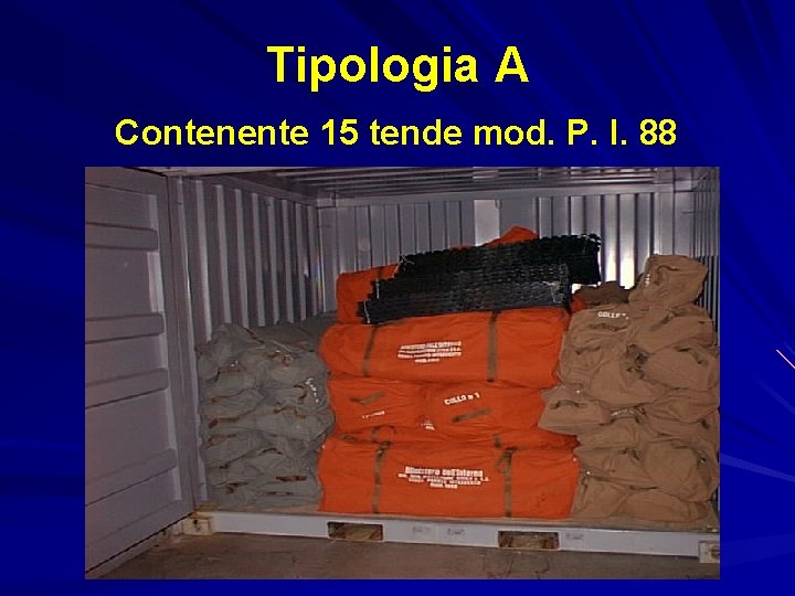 Tipologia A Contenente 15 tende mod. P. I. 88 