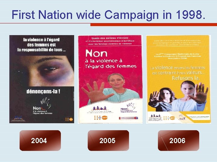 First Nation wide Campaign in 1998. 2004 2005 2006 