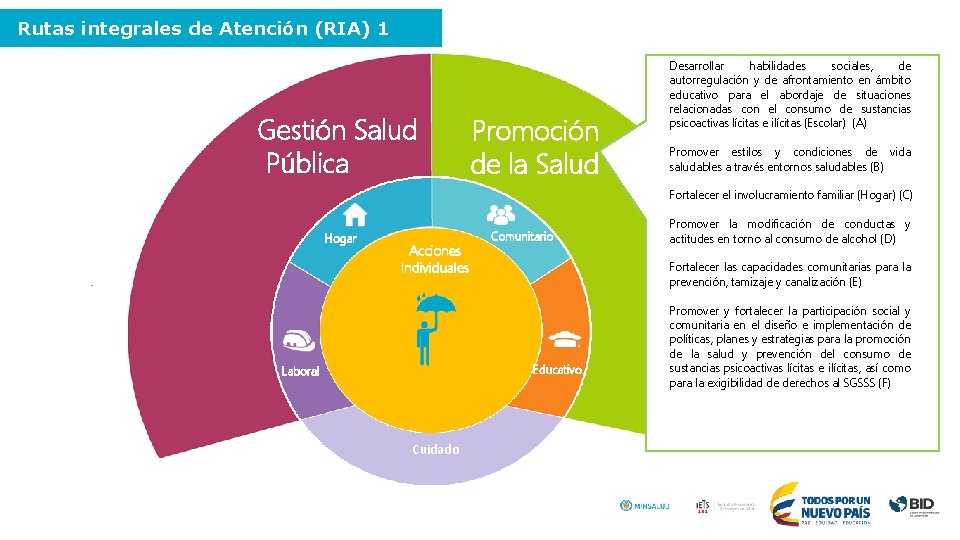 Rutas integrales de Atención (RIA) 1 Gestión Salud Pública Promoción de la Salud Desarrollar