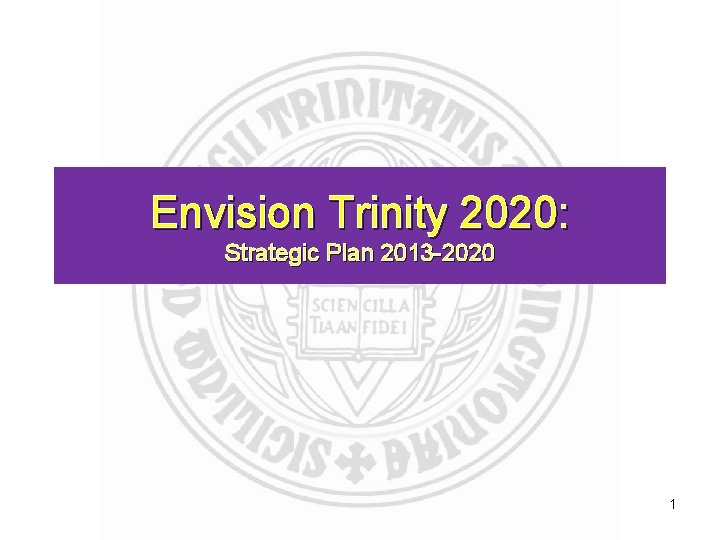 Envision Trinity 2020: Strategic Plan 2013 -2020 1 