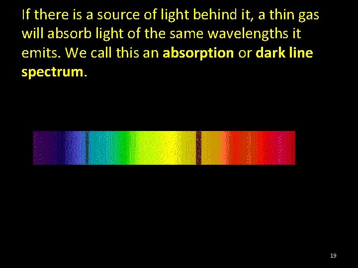 If there is a source of light behind it, a thin gas will absorb