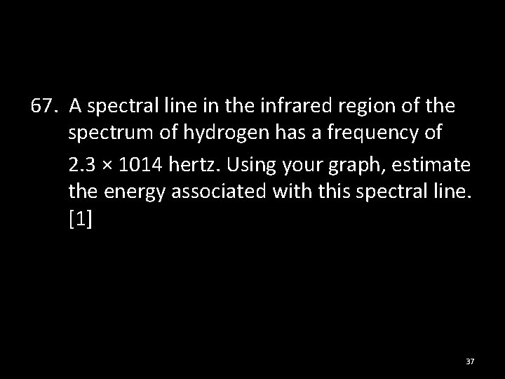 67. A spectral line in the infrared region of the spectrum of hydrogen has