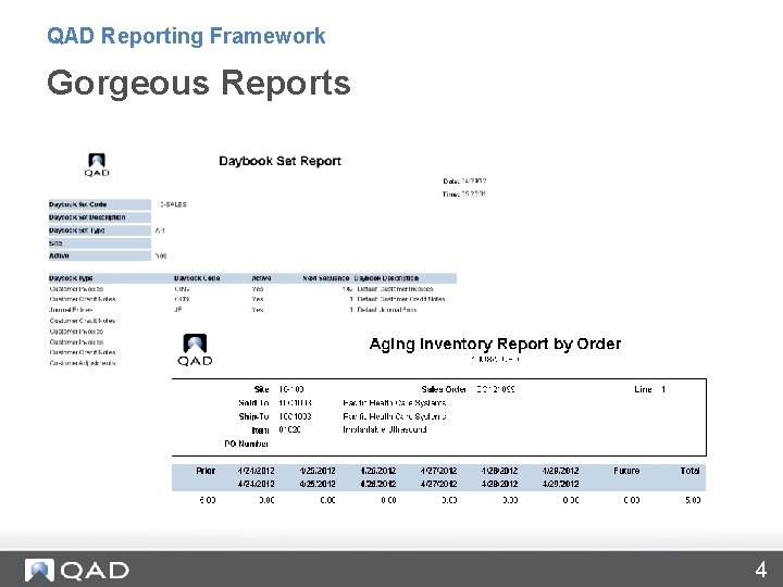 QAD Reporting Framework Gorgeous Reports 4 QAD Reporting Framework Gorgeous Reports 4