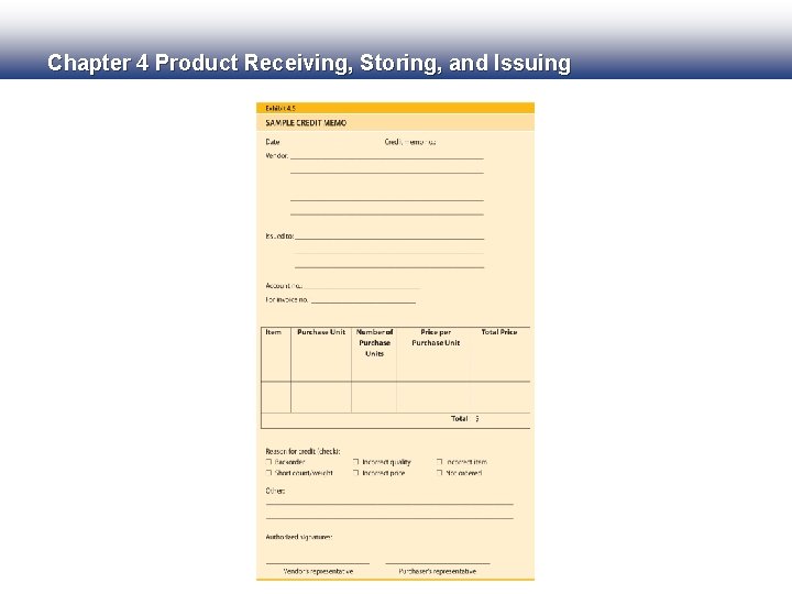 Chapter 4 Product Receiving, Storing, and Issuing 