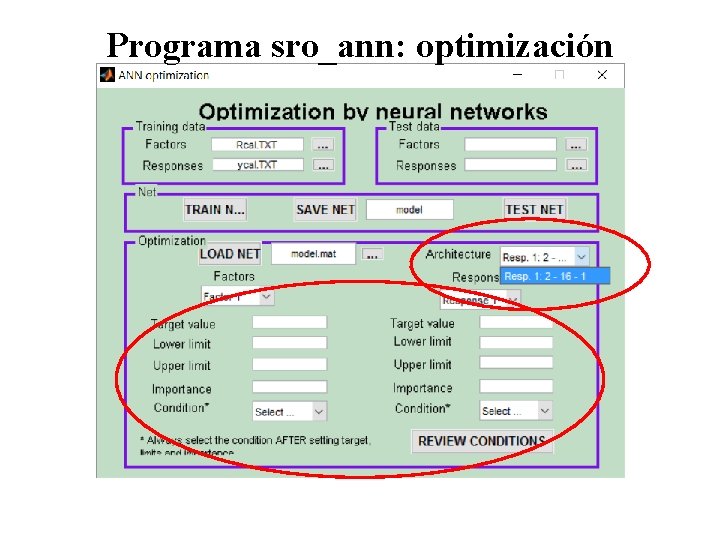 Programa sro_ann: optimización 