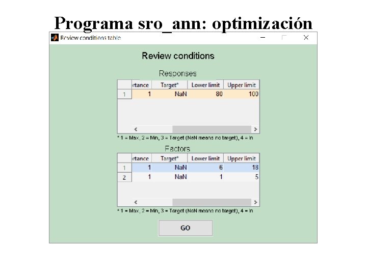 Programa sro_ann: optimización 