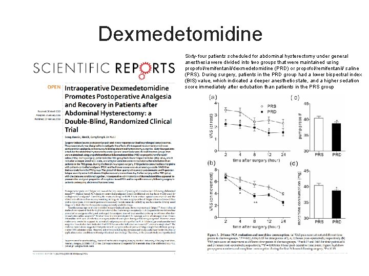 Dexmedetomidine Sixty-four patients scheduled for abdominal hysterectomy under general anesthesia were divided into two